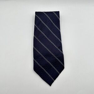 Donna Karan Signature Pointed Necktie Men Blue White Striped Silk Classic Office